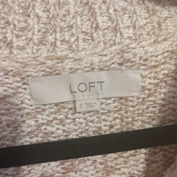 LOFT Women’s Small Crew Neck Knit Sweater, Long Sleeve. White and Nude. Cozy! - Picture 3 of 4